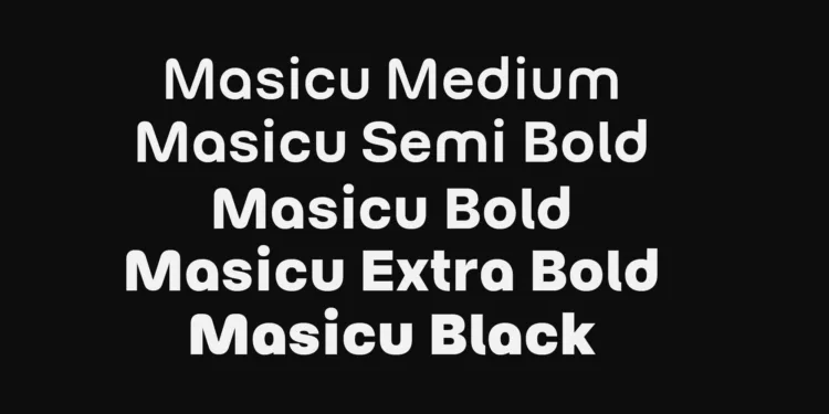 Masicu – Modern Geometric Typeface in 5 Weights (Medium, SemiBold, Bold, ExtraBold, Black).