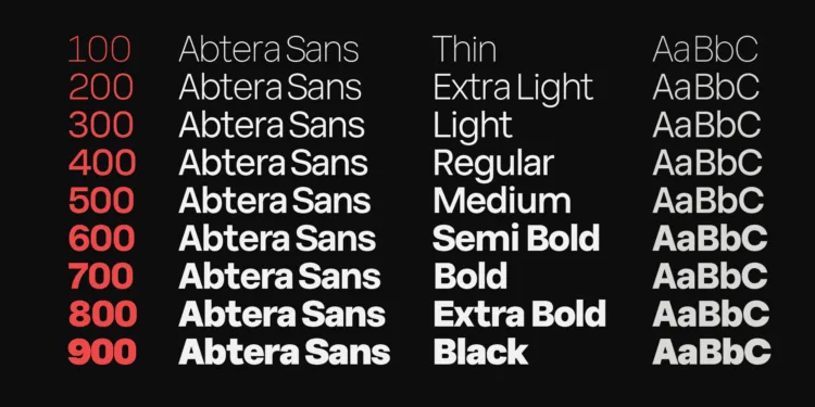 Abtera Sans – A modern sans-serif font with 9 styles, perfect for branding and editorial design.